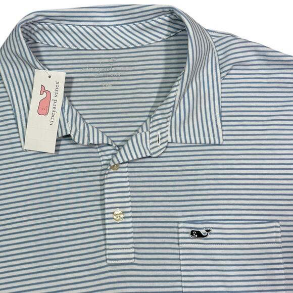 Vineyard Vines Blue and White Striped Cotton Polo - Size 2XL - NWT - Picture 2 of 4